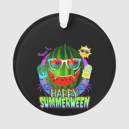 Summerween Wassermelonen-Kürbisgesicht Ornament (Vorderseite)
