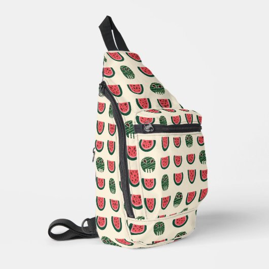 Summerween Wassermelonen-Schädel  Crossbody Bag (Linke Seite)