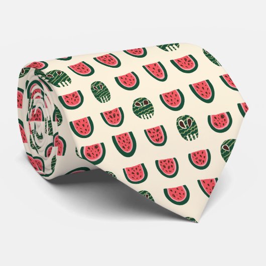 Summerween Wassermelonen-Schädel Krawatte (Gerollt)