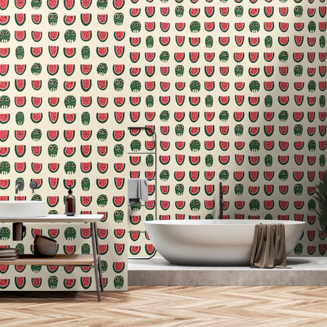Summerween Watermelon Skull Tapete (Badezimmer)