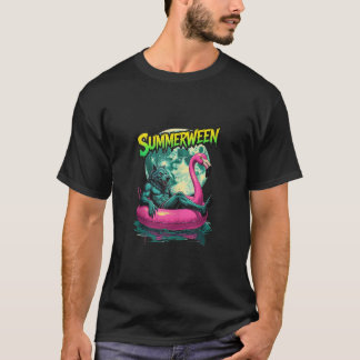Summerween Werewolf Retro Horror Beach Halloween i T-Shirt