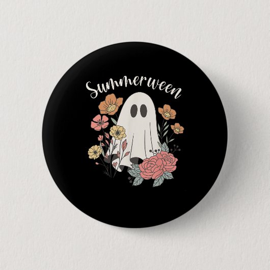 Summerween Wildblume Lustiger Geist Gruselige Sais Button (Vorderseite)