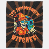 Summerween Witch Skeleton in Tropical Witch Hat 2  Fleecedecke (Vorderseite)
