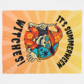 Summerween Witch Skeleton in Tropical Witch Hat  Fleecedecke (Vorderseite (Horizontal))