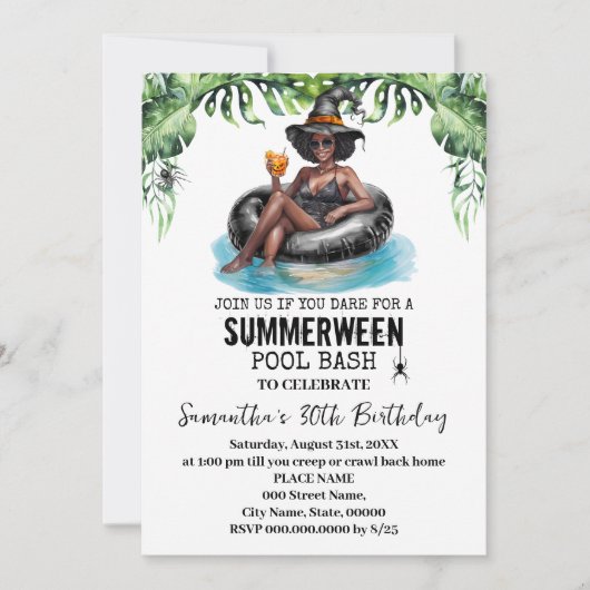 Summerween Witch Tropical Birthday Bash Einladung (Vorderseite)