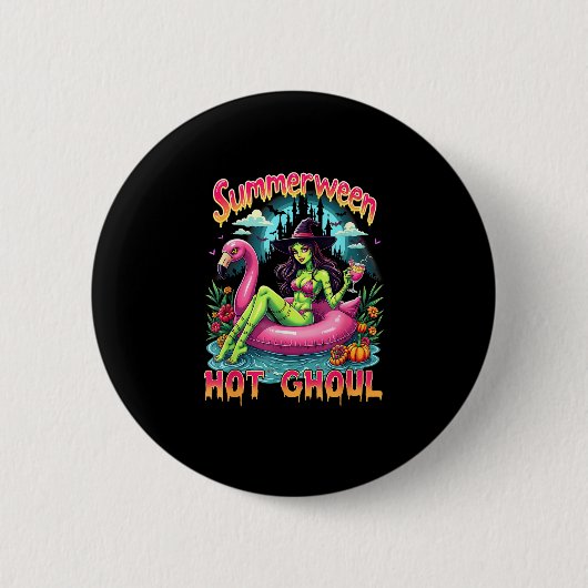 Summerween Witch Vibes Vacation Halloween Funny Pa Button (Vorderseite)