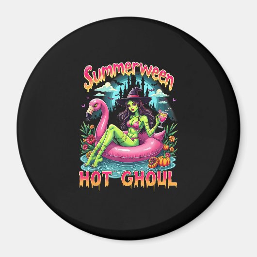 Summerween Witch Vibes Vacation Halloween Funny Pa Magnet (Vorne)