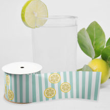 Summery Aqua Stripe & Lemon Slices - kann Text hin
