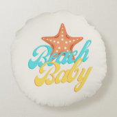 Summery Beach Baby Word Art Rundes Kissen (Rückseite)