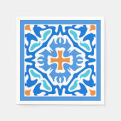 Summery Blue Geometric mit Orange Accent Serviette (Vorderseite)