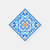 Summery Blue Geometric mit Orange Accent Serviette (Ecke)