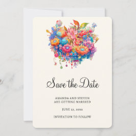 Summery Blume Bouquet Whimsical Boho Save The Date