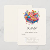 Summery Blume Bouquet Whimsical Boho Wedding RSVP Karte (Vorne/Hinten)
