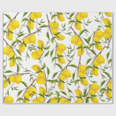 Summery Citrus Lemon Tree Branches Geschenkpapier (Flach)