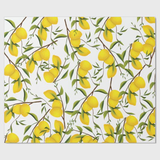 Summery Citrus Lemon Tree Branches Geschenkpapier (Flach)