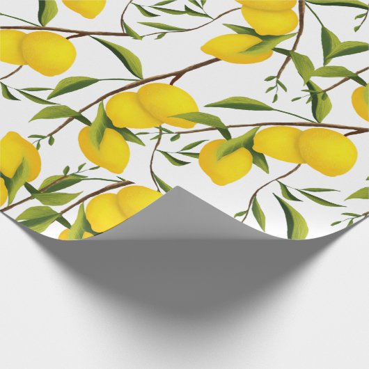 Summery Citrus Lemon Tree Branches Geschenkpapier (Ecke)