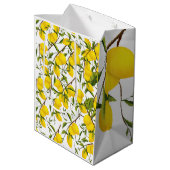 Summery Citrus Lemon Tree Branches Mittlere Geschenktüte (Rückseite Schrägansicht)