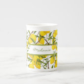 Summery Citrus Lemon Tree Branches Porzellantasse (Vorderseite)