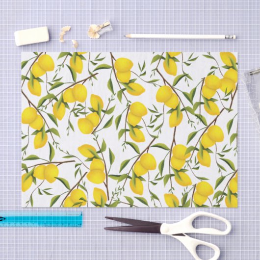 Summery Citrus Lemon Tree Branches Seidenpapier (Handwerk)