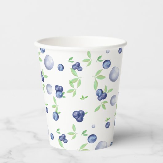 Summery Fresh Watercolor Blueberry Pappbecher (Vorderseite)