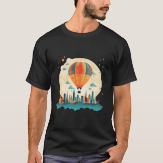 Summery Hot Air Balloon Travel In City T-Shirt