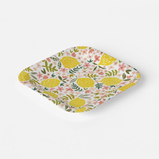 Summery Pink Lemonade Blume Pappteller (Gewinkelt)