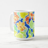 Summery Scarlet Rot, Orange und Gelb Nasturtien Kaffeetasse (Vorderseite Links)