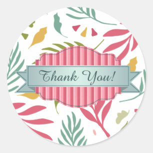 Summery Scattered Leaf Pattern ID387 Runder Aufkleber