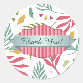Summery Scattered Leaf Pattern ID387 Runder Aufkleber