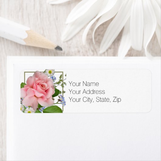 Summery Small Pink Rose Rücksendeadresse (Insitu)