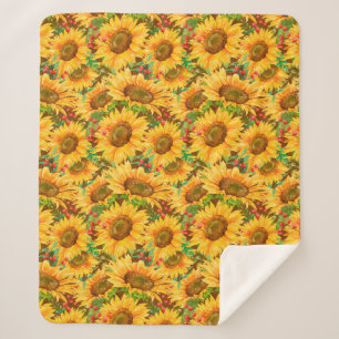 Summery Sunflowers Sherpa Blanket Sherpadecke
