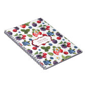 Summery Sweet Berry Pattern | Monogram-Notebook Notizblock (Rechte Seite)