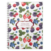 Summery Sweet Berry Pattern | Monogram-Notebook Notizblock (Vorderseite)