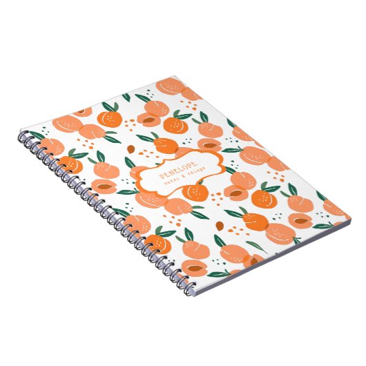 Summery Sweet Peach Pattern | Monogram-Notebook Notizblock (Rechte Seite)