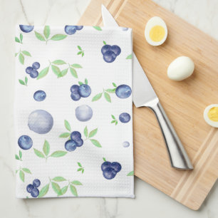 Summery Watercolor Blueberry  Geschirrtuch