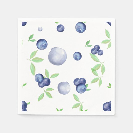 Summery Watercolor Blueberry Serviette (Vorderseite)
