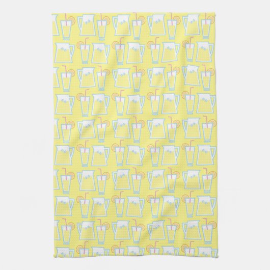 Summery Yellow Juice Pitcher & Glass Pattern Geschirrtuch (Vertikal)