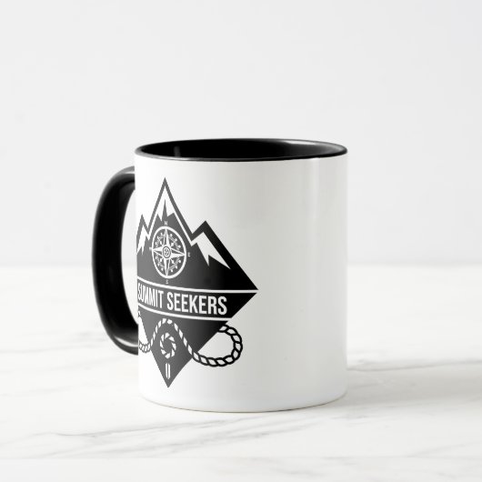 Summit Seekers Mountain Climbing Badge Design Tasse (Vorderseite Links)