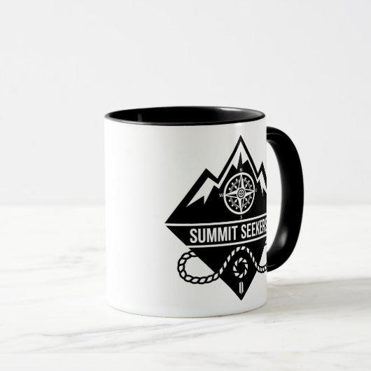 Summit Seekers Mountain Climbing Badge Design Tasse (VorderseiteRechts)
