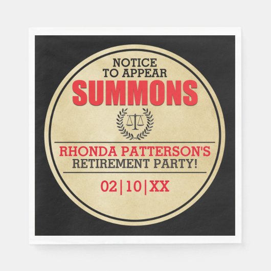 Summons Retirement Party Serviette (Vorderseite)