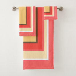 Summy Peach Yellow Brown Fruit Block Muster Badhandtuch Set