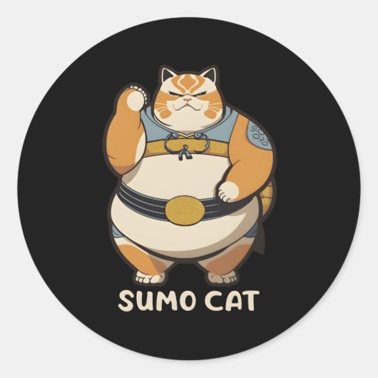 Sumo Cat Kitty Wrestler Runder Aufkleber (Vorderseite)
