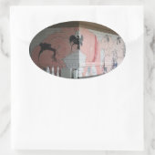 Sumo Mural Kunst Ovaler Aufkleber (Tasche)