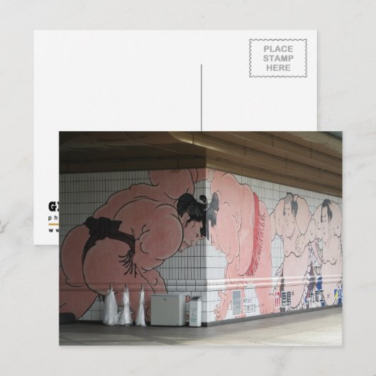 Sumo Mural Kunst Postkarte (Vorne/Hinten)