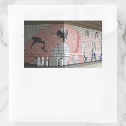 Sumo Mural Kunst Rechteckiger Aufkleber (Tasche)