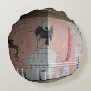 Sumo-Mural-Wandkunst Rundes Kissen