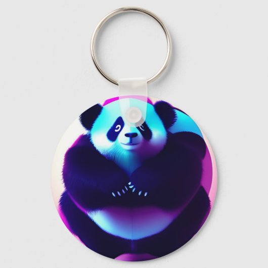 Sumo Panda The Bamboo Gnasher, Round Keyring Schlüsselanhänger (Vorderseite)