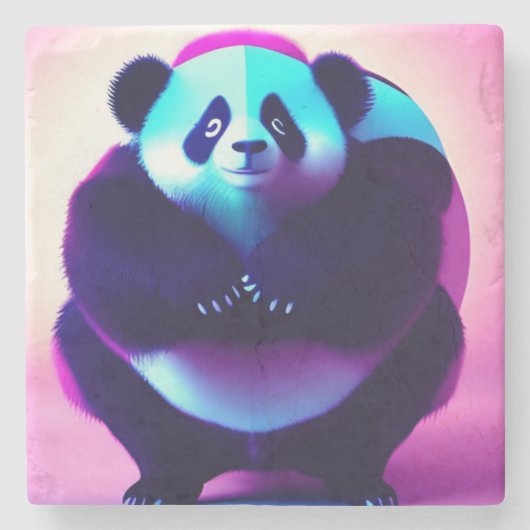 Sumo Panda The Bamboo Gnasher, Stone Untersetzer (Vorderseite)