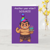 Sumo-Ringer-Geburtstagsgruß Dosukoi Karte (Gelbe Blume)