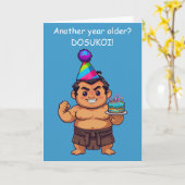 Sumo-Ringer-Geburtstagsgruß Dosukoi Karte (Gelbe Blume)